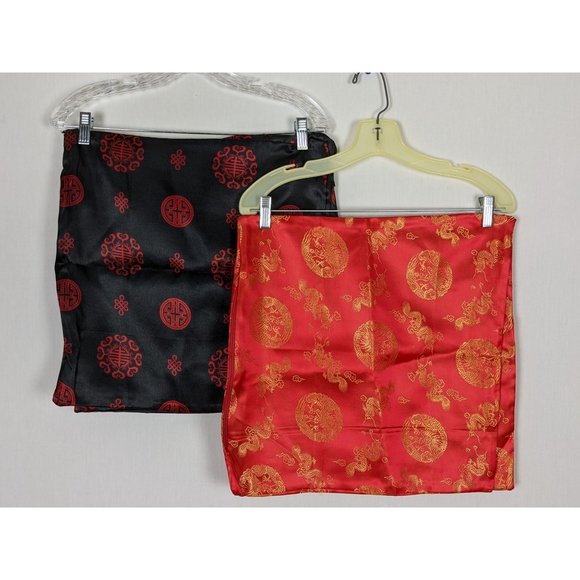 Chinese red dragon and black geometry design‎ square 8 pillowcases 16 x16 - Picture 1 of 8